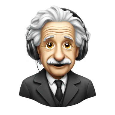 albert einstein with headphones sticker