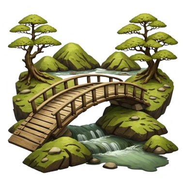 Old Japanese wooden bridge sticker
