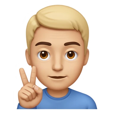 iOS-style 3D emoji: a person with one eyebrow raised, slightly tilted head, and index finger wagging side to side in front of them sticker