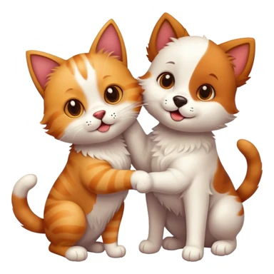 friendly cat and dog together sticker