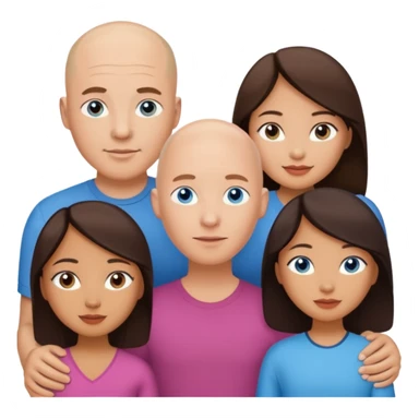 Bald white man blue eyes in love with Filipina woman 2 young Filipina girls sticker