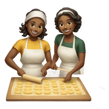 Sisters making ravioli sticker