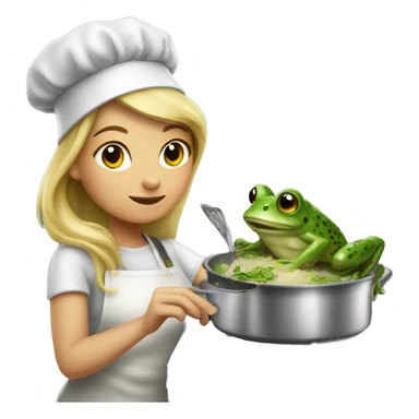 Girl cooking frog sticker
