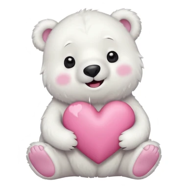  Oso Polar blanco corazón rosa kawaii sticker