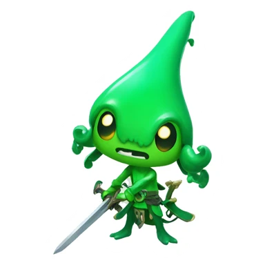 green splatoon squid with warrior giant sword sticker