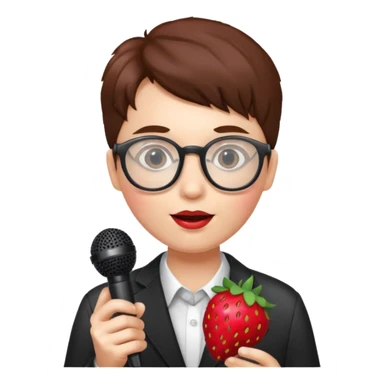 strawberry fruit be hand the mic glasses  sticker