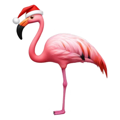 Flamingo wearing a Santa hat sticker