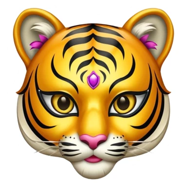 tiger with glamorous masquerade mask sticker