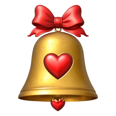 heart on gold Christmas bell sticker