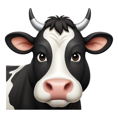 cinematic-noble-black-and-white-cow-portrait-emoji,-poised-and-regal,-with-a-large,-sturdy-build-and-a-striking,-well-groomed-coat-of-pure-black-accented-by-crisp-white-patches,-deep-set-soulful-brown-eyes,-simplified-yet-sharp-and-sophisticated sticker