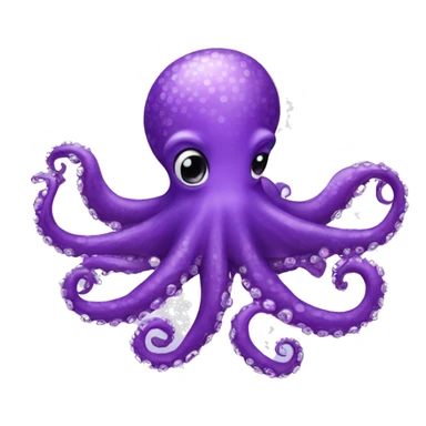 Purple octopus with silver sparkles  sticker