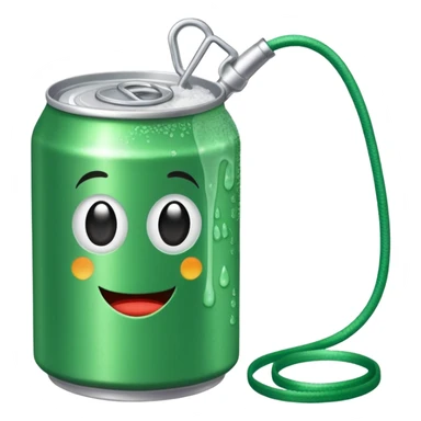 Green Soda can on leash of Salt Jug sticker