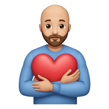 Homme chauve avec une barbe qui fait un câlin a un coeur sticker