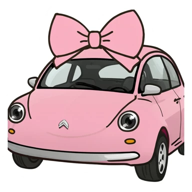 pink car with a bow  sticker