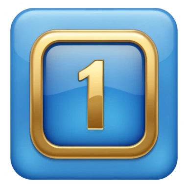 Make a square icon for a paid subscription, blue with gold and the number 1. sticker