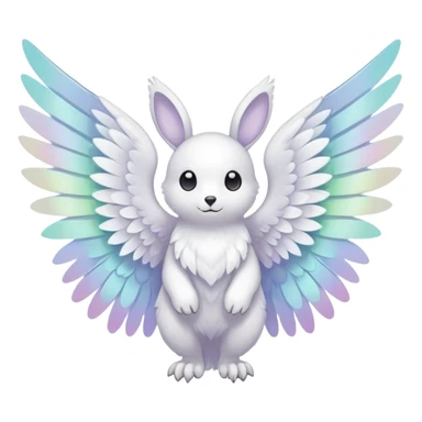  Iridescent white pale wings-ears, fakemon-creature  sticker