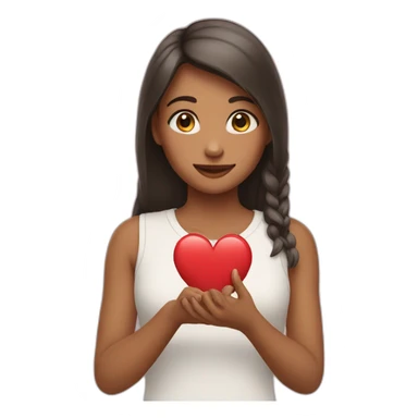 Girl make a hand hart sticker