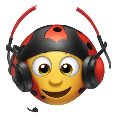 Ladybug wearing a gaming headset sticker