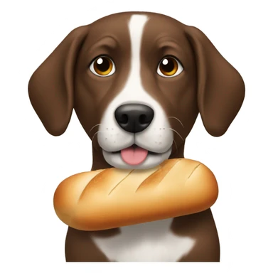 dog with bread sticker