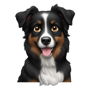 Small black australian shepherd dog with black muzzle sticker