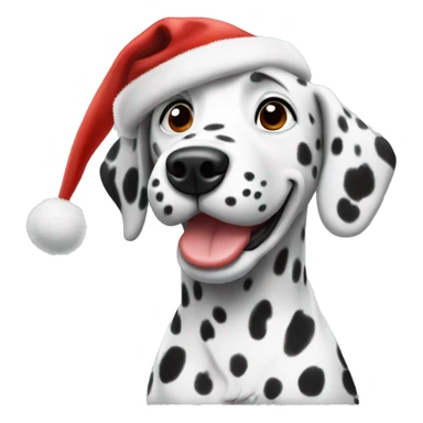 Dalmatian dog wearing a Christmas hat sticker