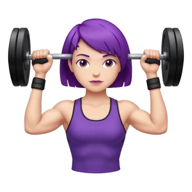 weight lifting female short purple hair sticker