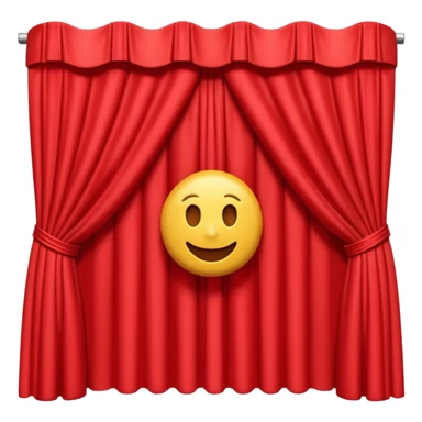 A 3D emoji of red theater curtains in , slightly parted in the middle with soft folds. Glossy, smooth texture, minimal Apple-style rendering, isolated on a white background.




 sticker