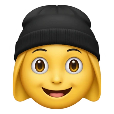 Emoji with black beanie hat pulled down to eyes sticker