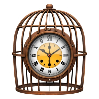 clock trapped inside a metal cage sticker