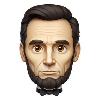 Cinematic Realistic Abraham Lincoln Portrait Emoji, depicted as a stoic iconic statesman with a tall dignified silhouette and thoughtful expression, rendered with detailed textures and dramatic historical lighting that captures his timeless presence. sticker