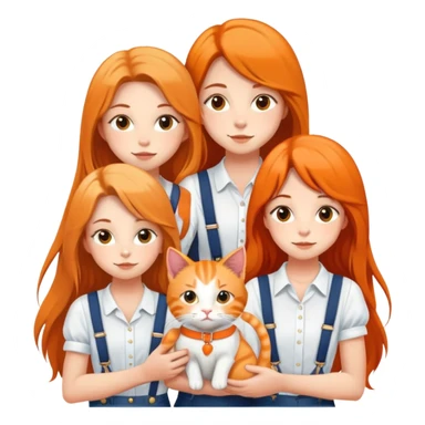 Hundred Girls-Long Hair-White Suspenders-Holding Tightly-An Orange Cat sticker