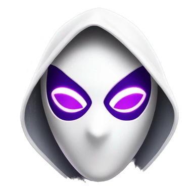 Android Spider-Gwen with a white mask, purple eyes, and a glowing hood in a sleek, minimalist style. sticker