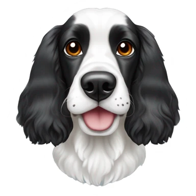 black and white trimed english cocker spaniel with spots on nose and black ears and raindeer horns sticker