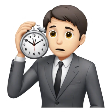 stressed business man holding a clock sticker