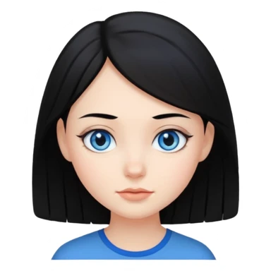 fille cheveux noir yeux bleu sticker