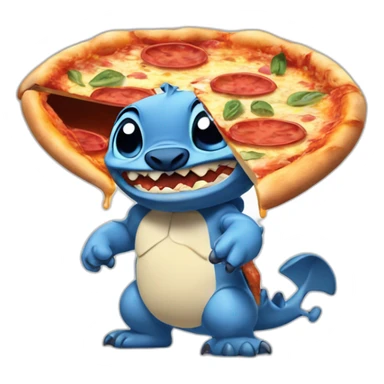 stich qui mange une pizza sticker
