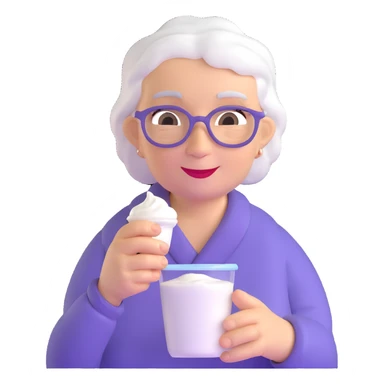 grandmother offering yogurt sticker