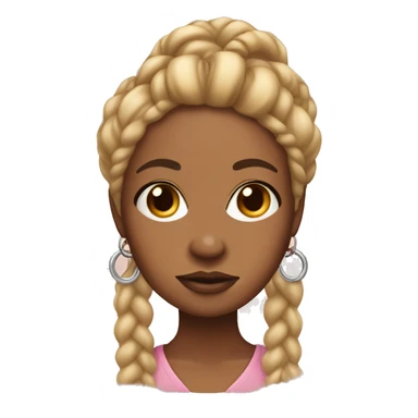 Brown skin lady with blonde braids, and two nose, ring rings and a bow on her hair sticker