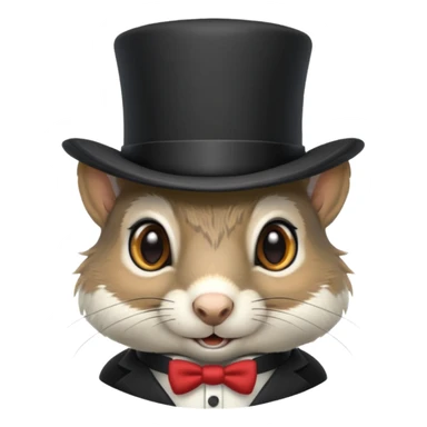 Gray squirrel with a tophat sticker