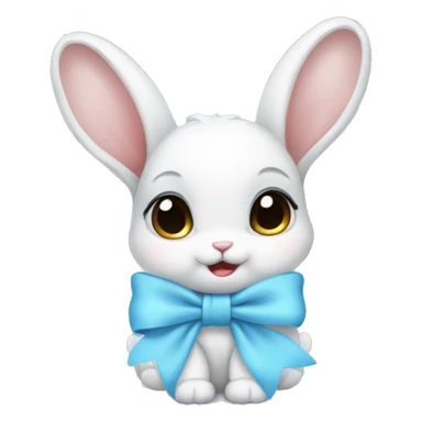 baby bunny baby blue bow sticker