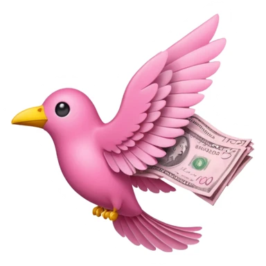 pink money flying  sticker