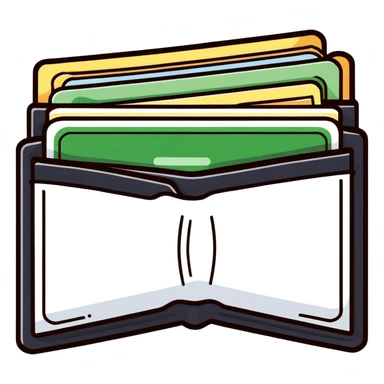 sleek black leather wallet open with exactly one dollar bill visible inside sticker