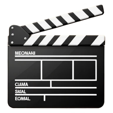 Ultra simplified movie clapper with black and white colors, two simple rectangles with a diagonal line, minimal design sticker