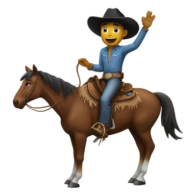 Cowboy riding horse waving the cowboy hat sticker