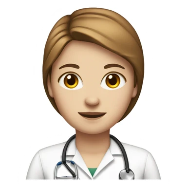 White girl with brown short hair with stethoscope sticker