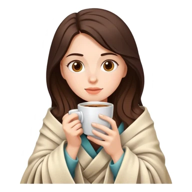 Brunette Drinking coffee wrapped in blanket sticker