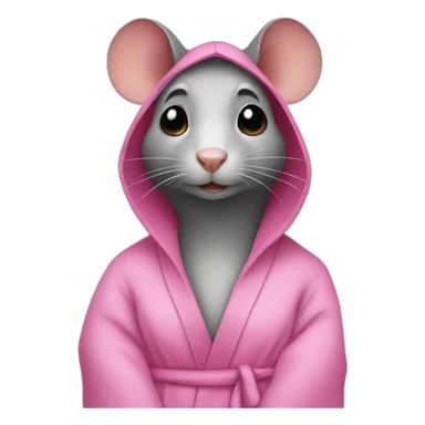 a rat female with a pink bathrobe and black hair sticker