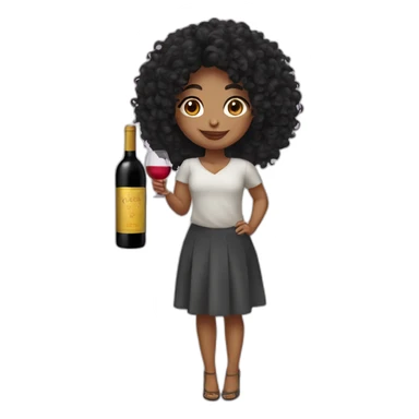 Black hair curly latin girl with wine sticker