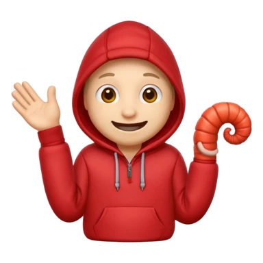 worm in a red hoodie sticker