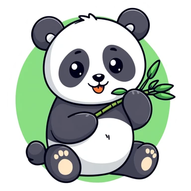 A lovely panda eating bamboo sticker